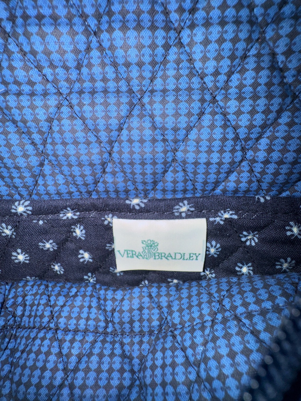 VERA BRADLEY QUILTED NAVY PAISLEY ZIP TOTE BAG - Picture 4 of 4